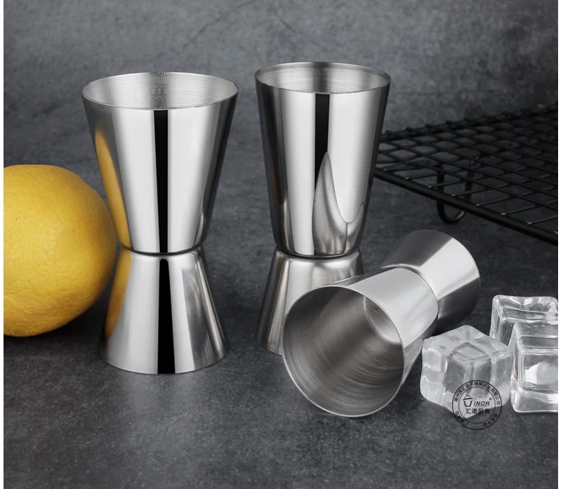 15/30 20/40 25/50 custom edge curl double head stainless steel measuring cup for cocktail