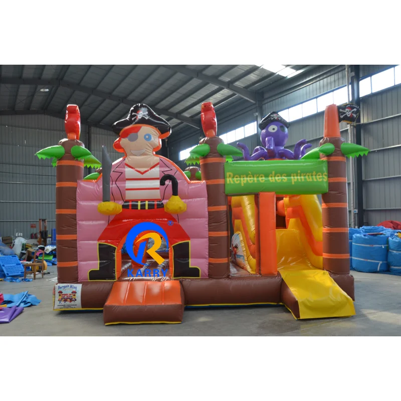 Pirate Ship Sail Dry Slide Bouncy Castle Playground Jumping Castle With Slide 5 in 1  bounce house dry slide combo