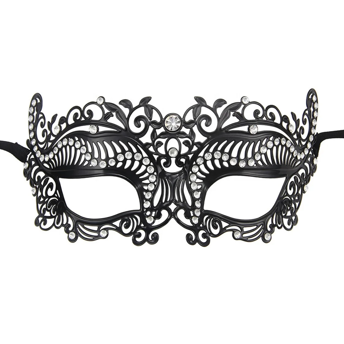 044B New Fashion Women Carnival Masquerade Shape Lace Coated Metal Face Party Fun Real Human Mask