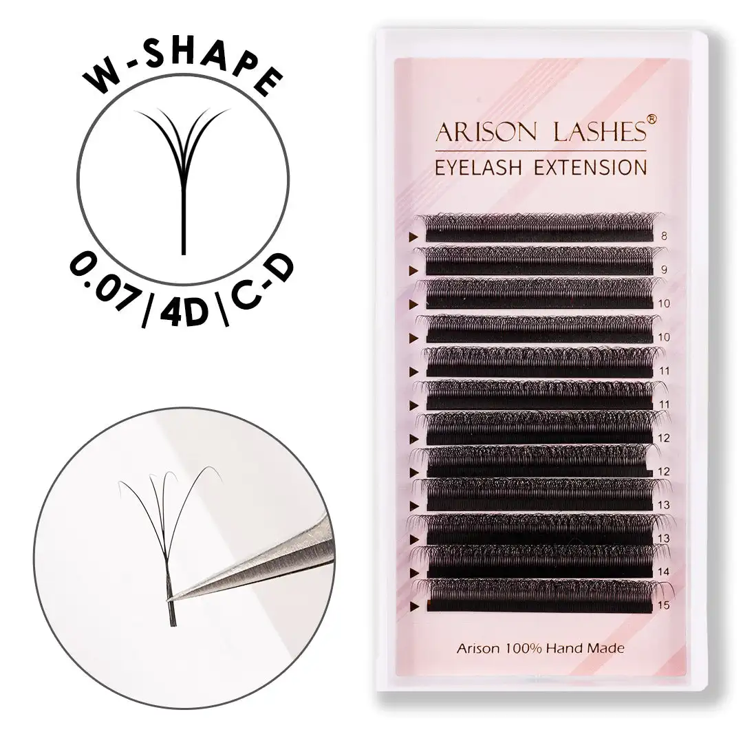 W V Y Shape Volume Eyelash Extension Individual False Eyelashes 3d 4d Clover Lashes Private Label Lash Extensions
