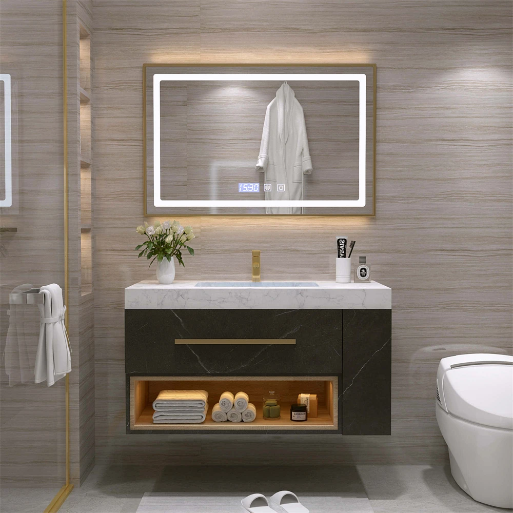 House furniture supplier 80cm-150cm floating bathroom vanity mdf wood cabinet