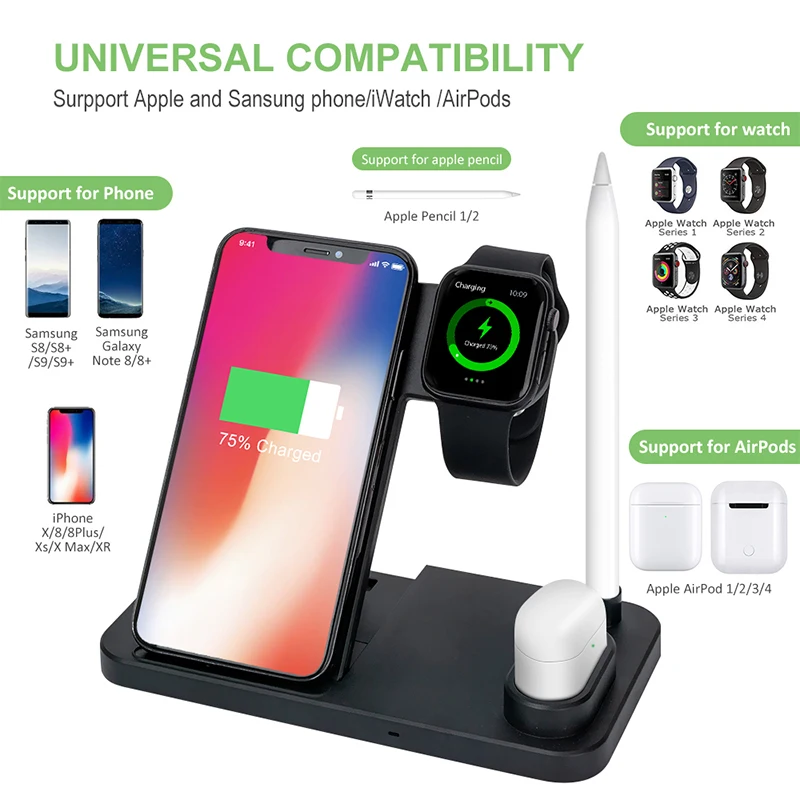 Latest Wireless Charging Station 15W 3 In 1 Cell Phone Qi Wireless Fast Charger For Iwatch For Air Pods Phone Charger Wireless