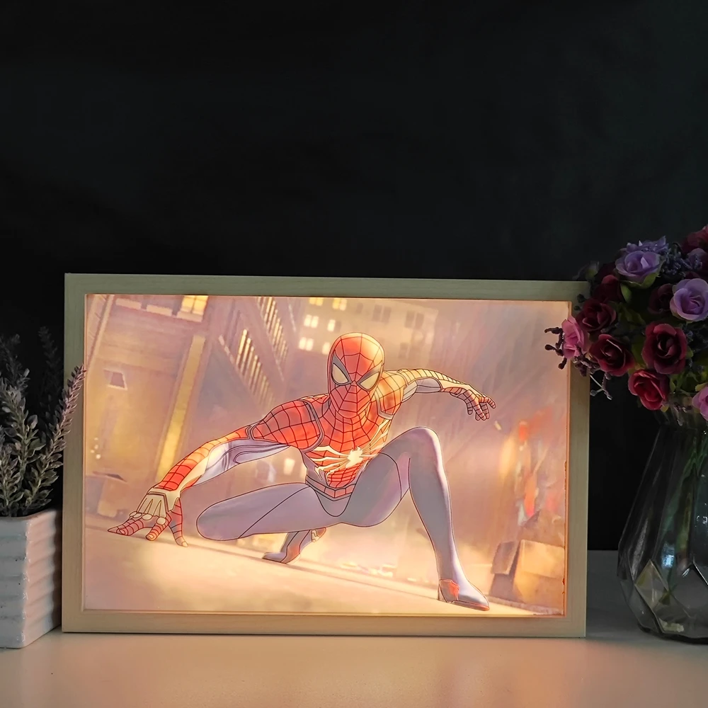 ns DIY Customized 3D Light Up Led Canvas Painting Wall Art Wooden Picture Frame Table Lamp