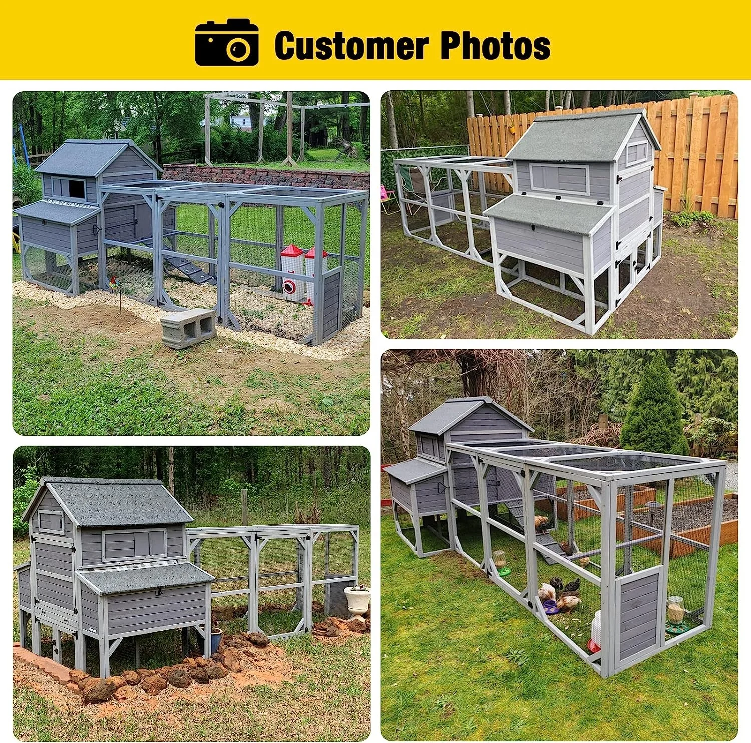 Super Large Outdoor Chicken Cage for 10 Chickens with Two Nesting Boxes Outdoor Hen House Wooden