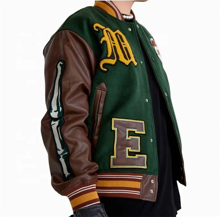 OEM custom vintage western world retro motorcycle skull print baseball bomber jacket for men