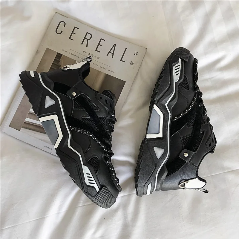 White Chunky Sneakers For Men Lace-Up walking Shoes Casual Fashion Shoes