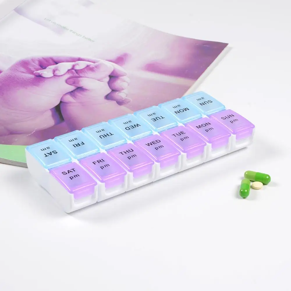 7 Days Promotional Plastic Pill Medicine Storage Box Container with 14 Cases