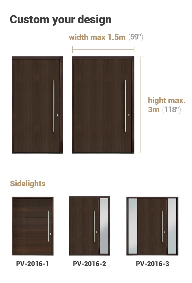 Prettywood Frameless Hidden Hinges  Flush Design Mahogany Solid Wooden Double Revolving Interior Pivot Door