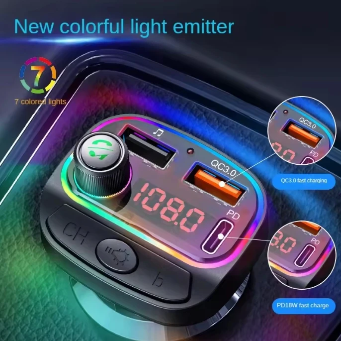 C14 Быстрая зарядка Qc3.0 автомобильное зарядное устройство mp3 плеер со светодиодной подсветкой 2 USB BT Type-C PD18W автомобильный адаптер для Iphone Samsung