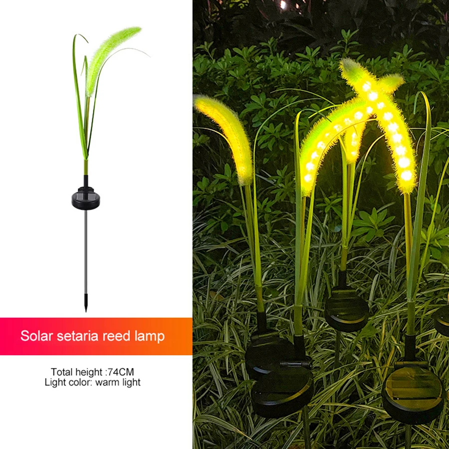 Factory Hot Sale Waterproof Solar Yard Garden Lawn Decoration Lamp Led Reed Ground Plug Light