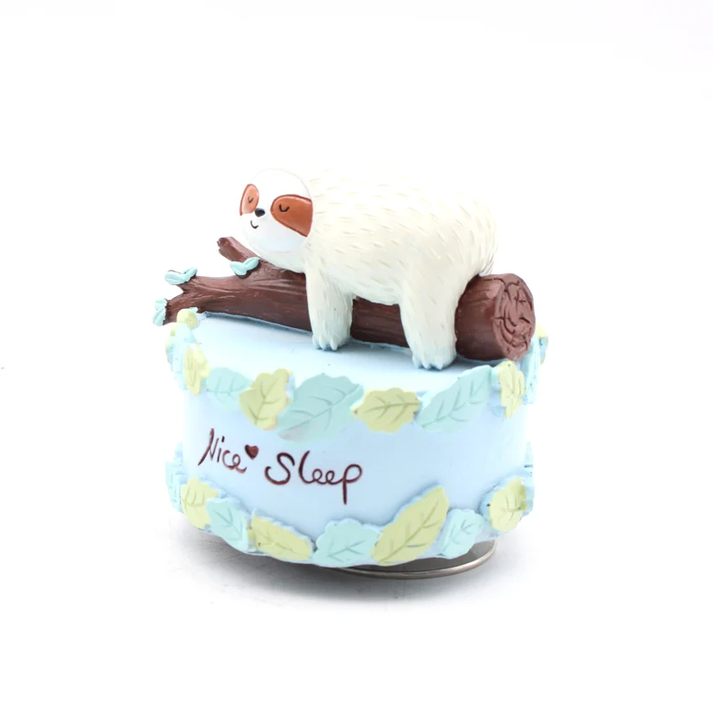 OEM Home Decoration Novelty Animal Shaped Case Funny Resin Sloth Music Box