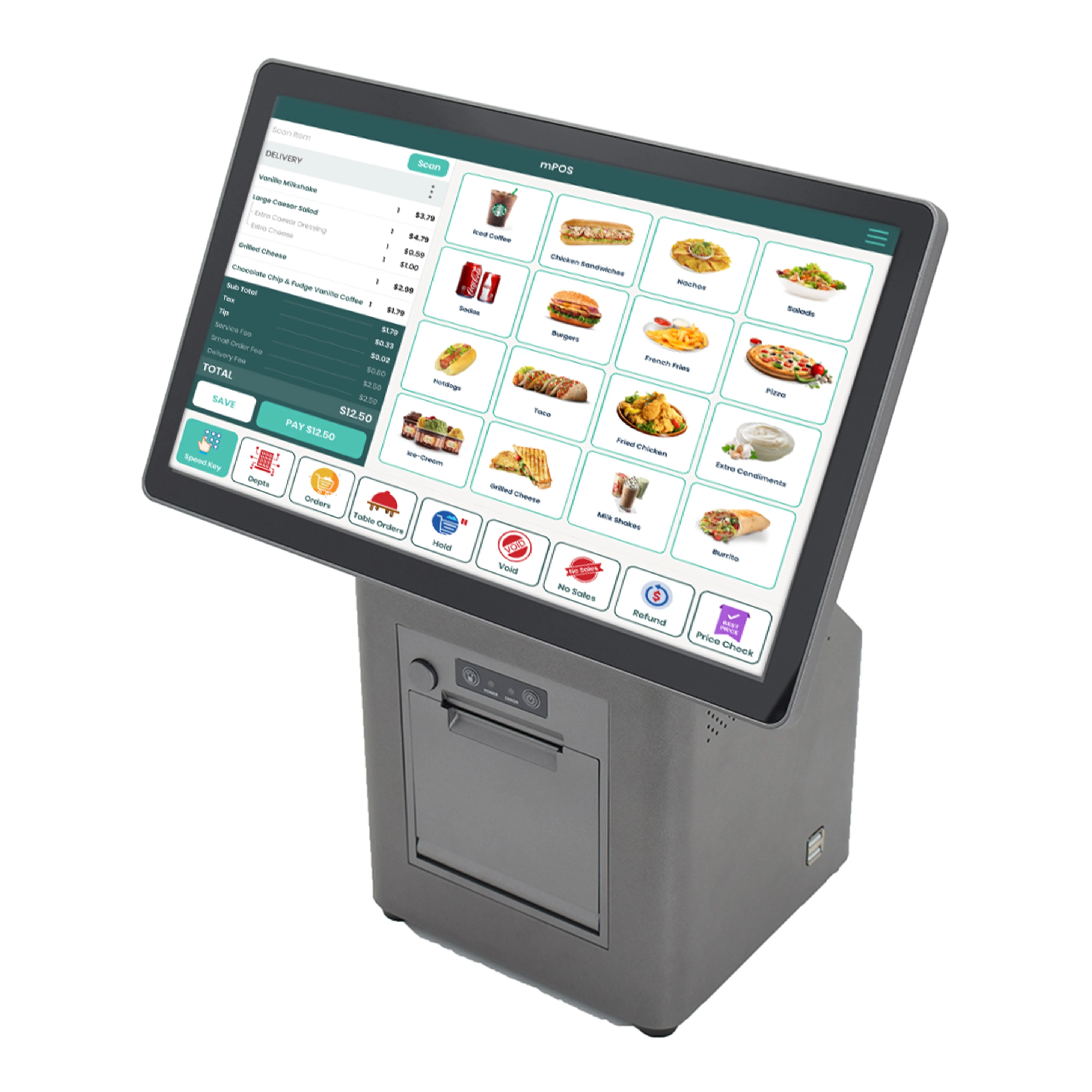 14.1 inch dual touch screen pos machine Android 11 cash register on desk pos computer