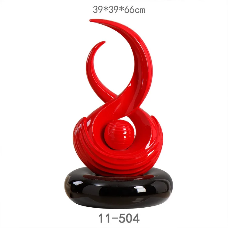 Hotel Home Decoration Luxury Modern Resin Red Sculpture Abstract Arts Sculpture Ceramic Art Desktop Decoration
