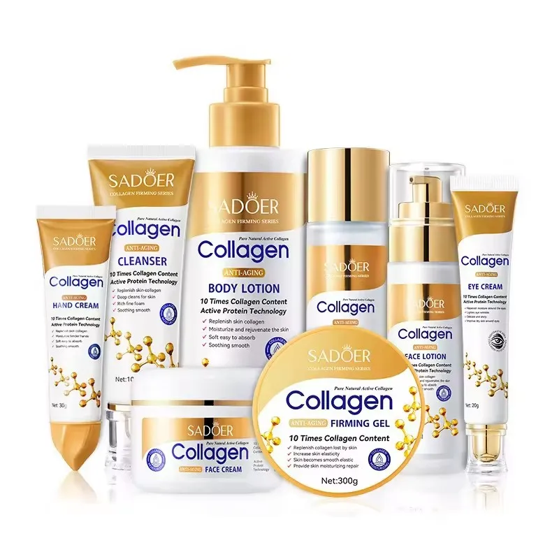 OEM SADOER Private Label Collagen Cleanser Anti Aging Repairing Skincare Kit Beauty Organic toner lotion skin care set