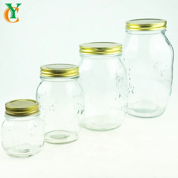 150ml 500ml 1000ml 1600ml glass canning jar with screw lid storage bottle honey