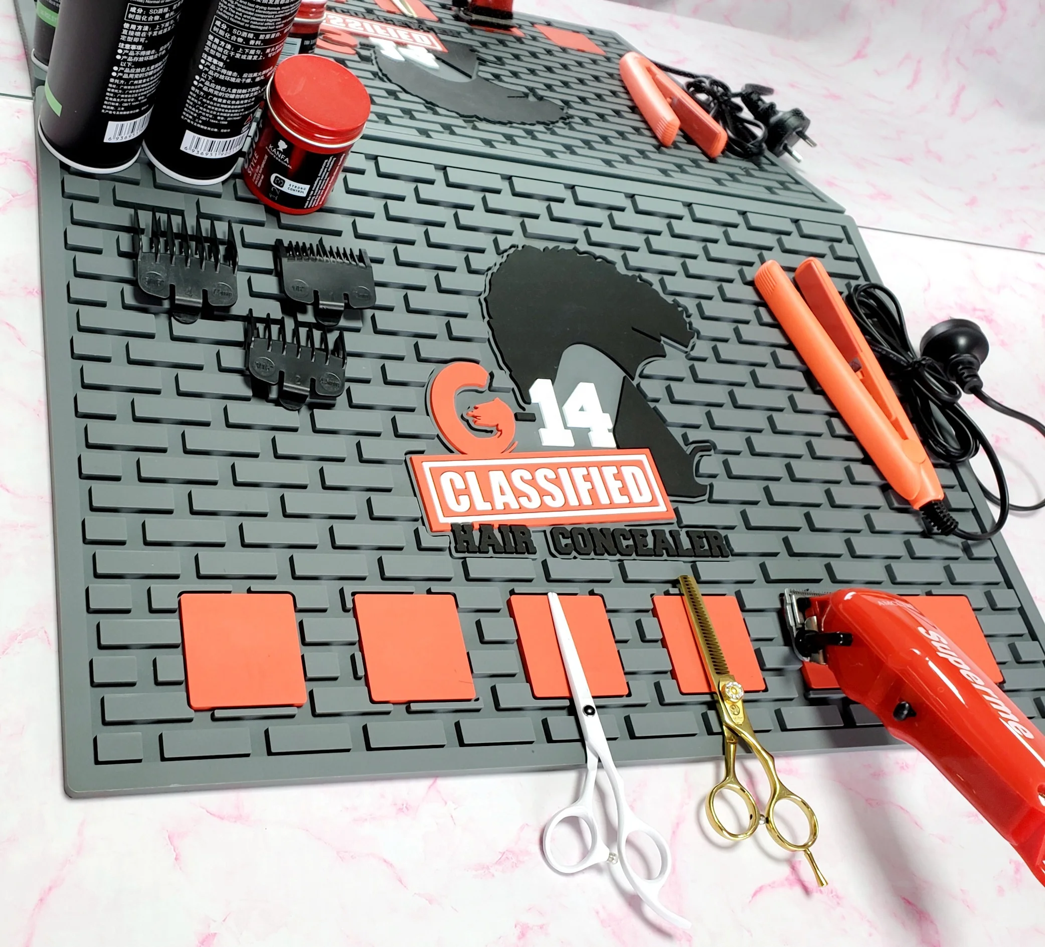 Heat Resistant Anti-slip Waterproof 3d Barber Magnetic Mat for