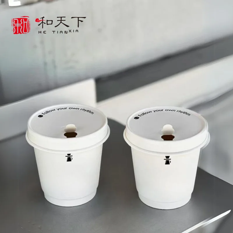 Wholesale hot drink coffee cups custom printed single wall disposable paper cup with lids
