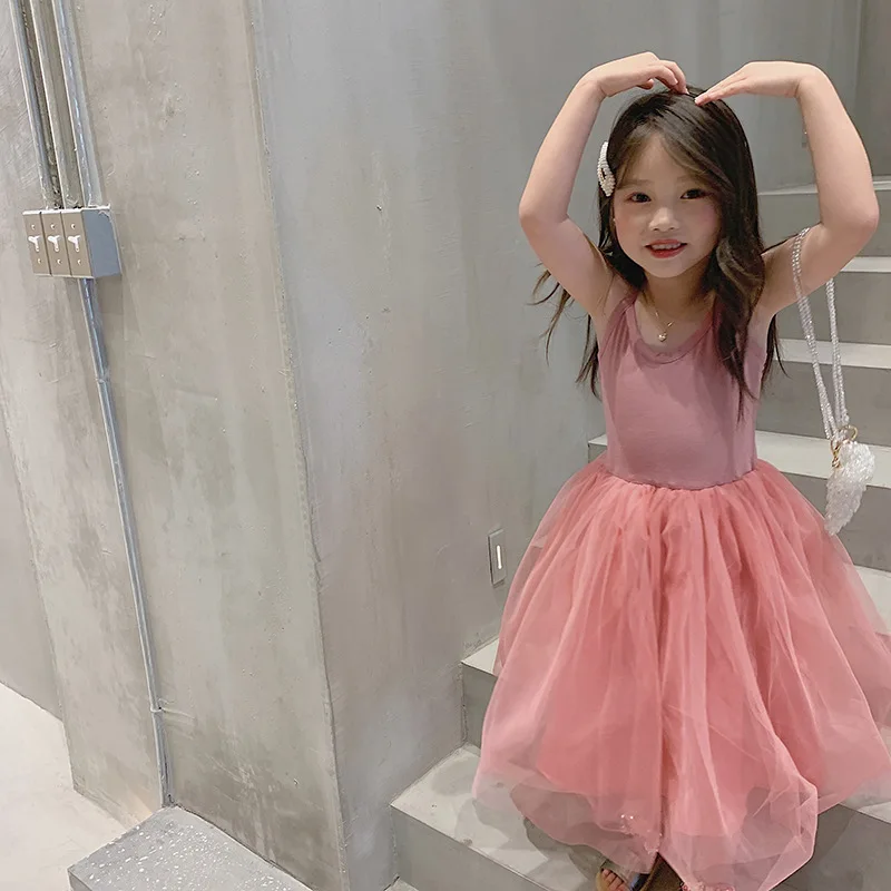 Beautiful Princess Children Clothing Wear Elastic Top Sling Dresses Kids Tutu Girl Dress