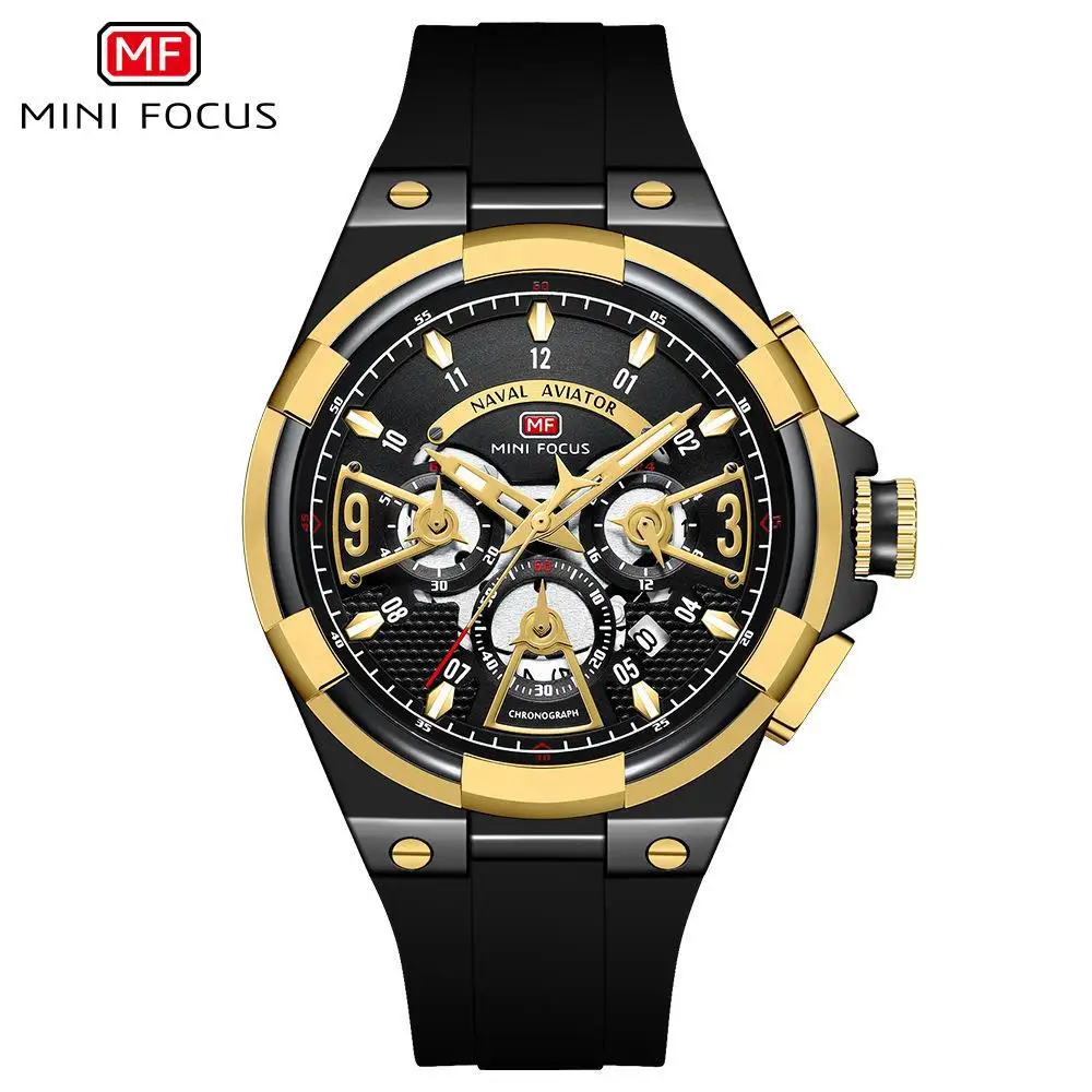 Mini Focus best-selling pilot series floating three-dimensional hollow double layered silicone quartz watch men trendy texture