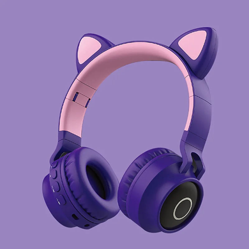 Lovely student girl cute cat ear earphones wireless Blue tooth cat ear gaming headset