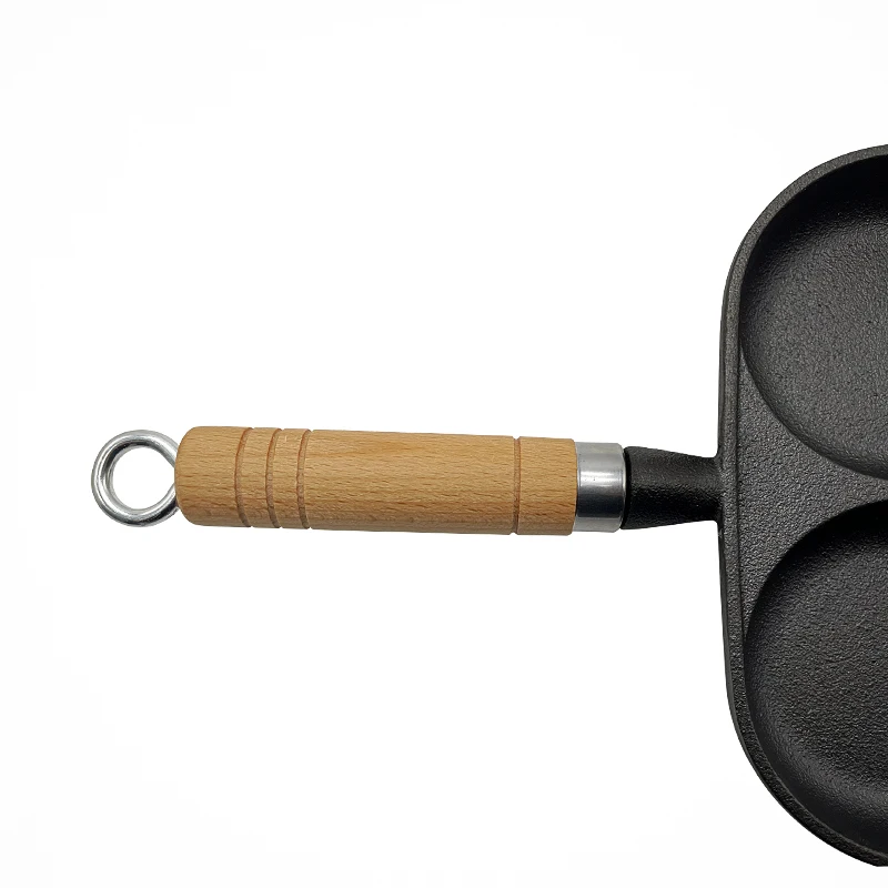 Cast Iron Non Stick  Square 4 In 1 Egg Frying Pan Removable Wooden Handle Pan Set Breakfast Frying Pan