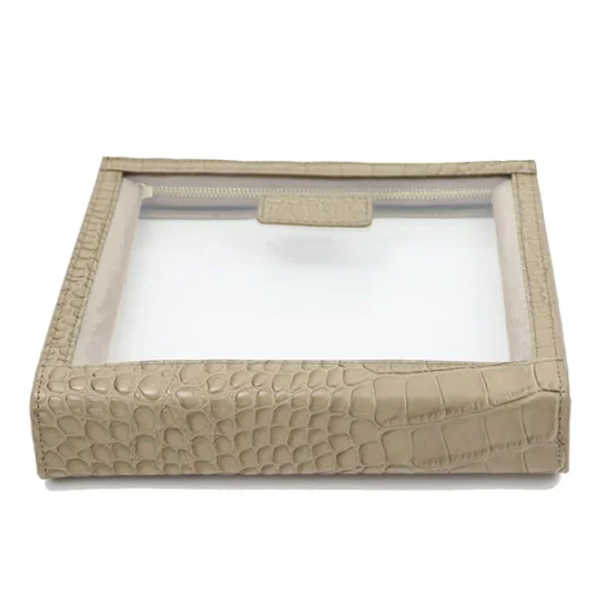 Personalized Custom Logo PVC Clear Zipper Tpu Makeup Bag Storage Crocodile pattern Clutch Cosmetic Bag For Travel Toiletry