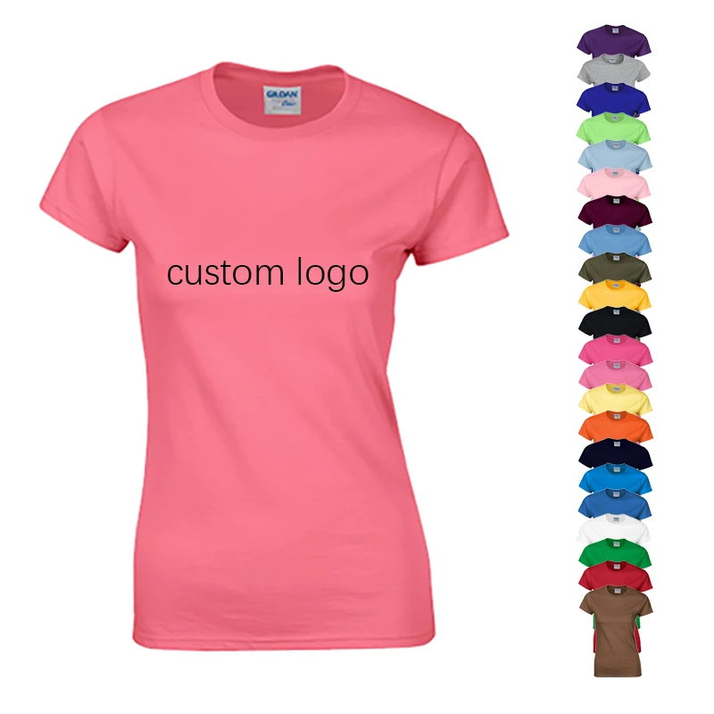 Short Sleeve Tshirt White 100% Cotton Basic Plain Blank Custom Logo Printing Round O Neck Summer Ladies Tees Women T shirt