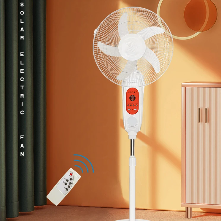 Multifunctional Home 16 18 inch  5 Blades Solar Panel Rechargeable Battery Cooling Fan AC DC Stand Solar Fan