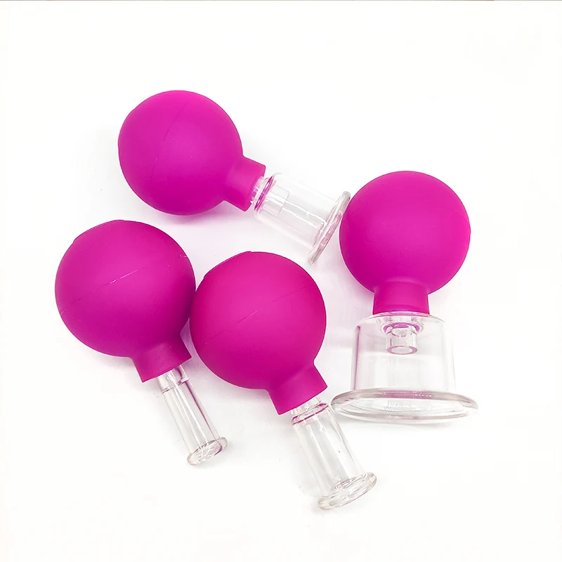 4 pcs coloured silicone ball glass  hijama cups Vacuum Massage Therapy Cupping Device Suction Cup Glass Cupping Set for Body Fa