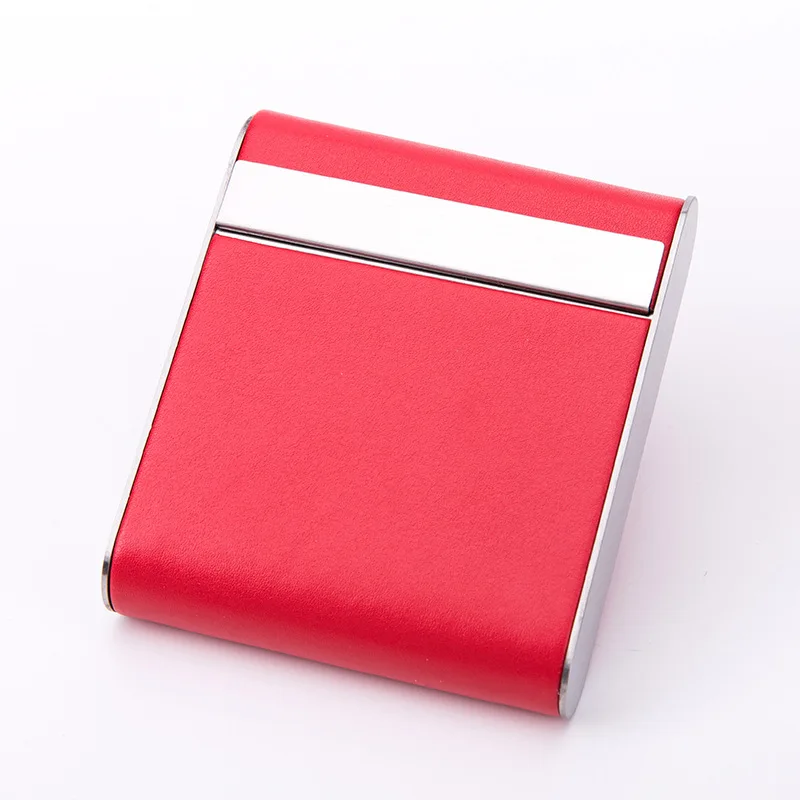High quality new magnet 20pcs mens cigarette case stainless steel pu cigarette case stainless steel