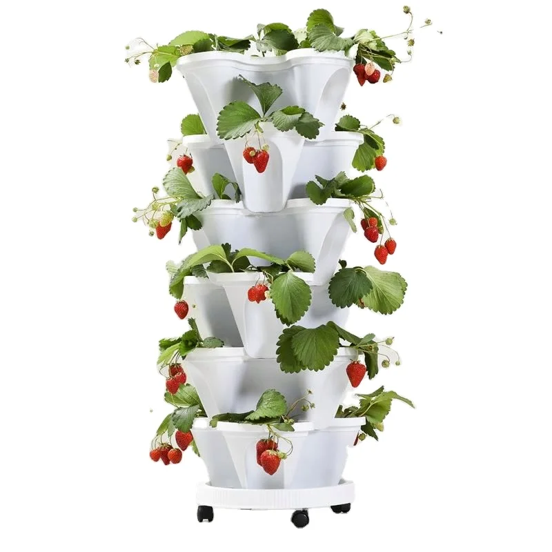 Something new design balcony plastic flower pot vertical tower garden