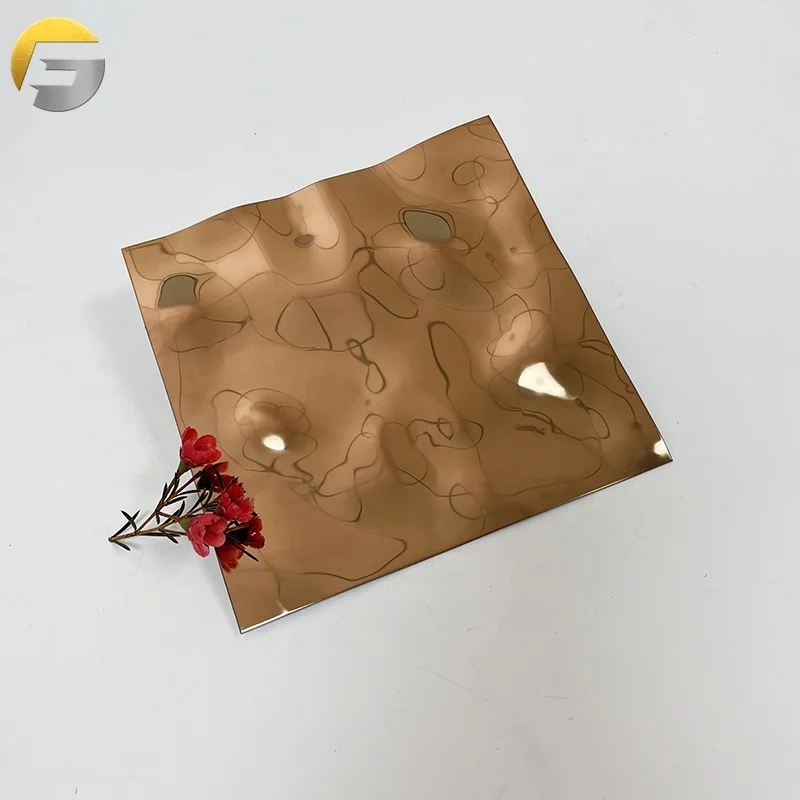 CL0147 PVD color free sample metal stainless steel water ripple sheet for hotel decoration