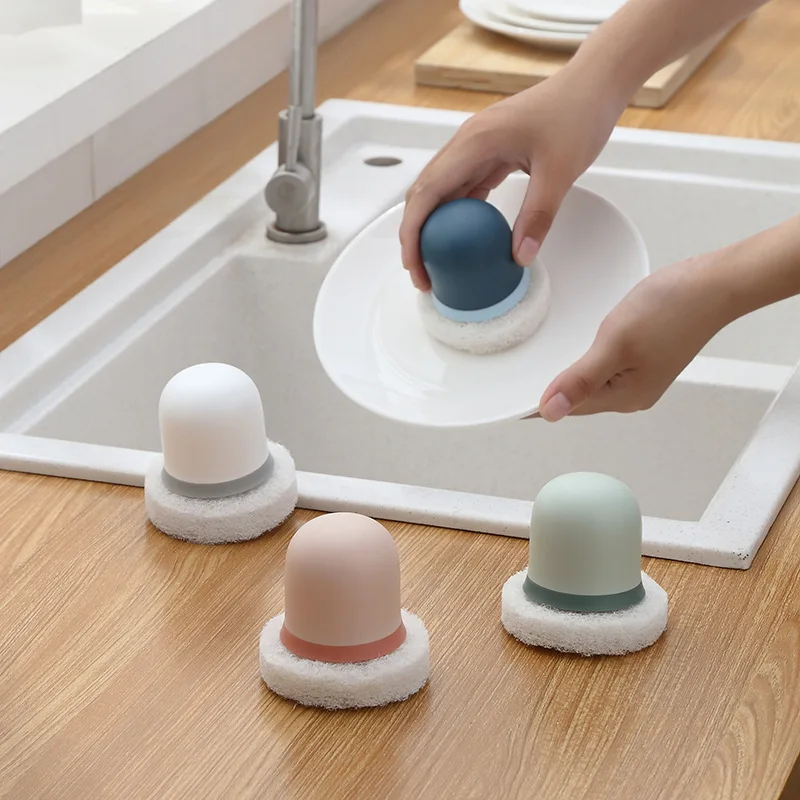Latest Design Promotional Low Cost Household Cleaning Brush With Handle Kitchen Magic Sponge Brush