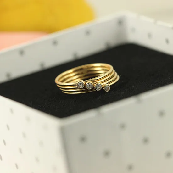 Hot sale Beautiful 14K Gold Filled Birthstone Simple Band Rings for women