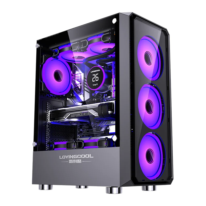 LOVINGCOOL OEM/ODM Hot Sale Mid Tower PC Computer Case Mesh Front Panel M-ATX Gaming PC Case With Tempered Glass Side Panel