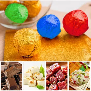 Custom Food Aluminum Foil 20 micron Printed Chocolate Wrapping Paper Candy Tinfoil Tea Tin Foil Packaging