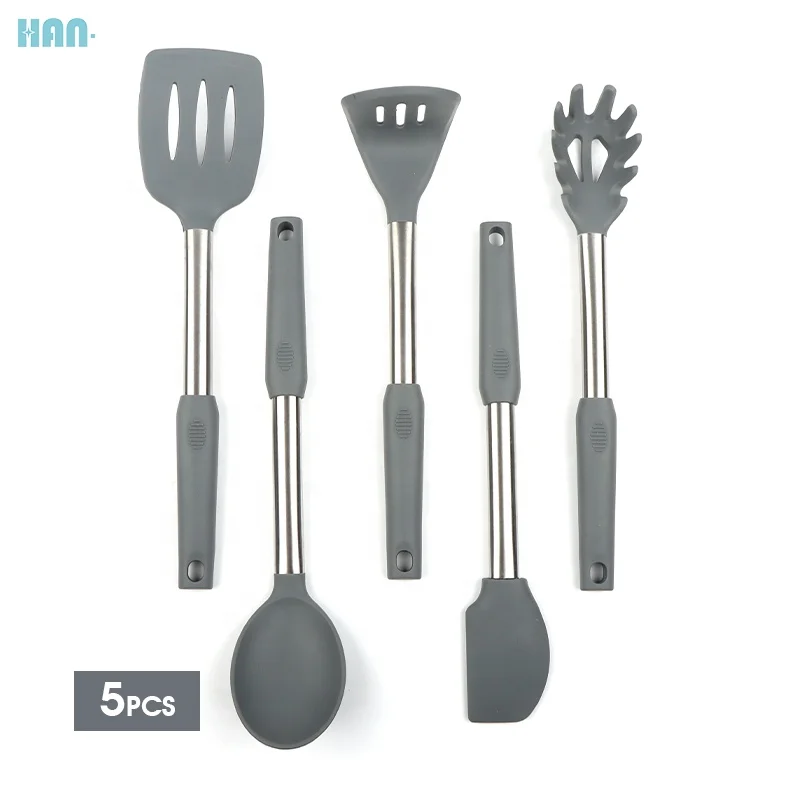 Прямая поставка с фабрики, 5 шт., силиконовые кухонные принадлежности, жаропрочные ручки, мастер для картофеля