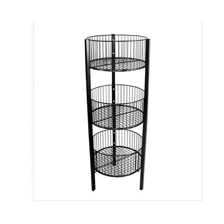 3 Tier Merchandise Organizer Supermarket Wire Dump Bin with POS  Holder Retail Display Basket for Shop
