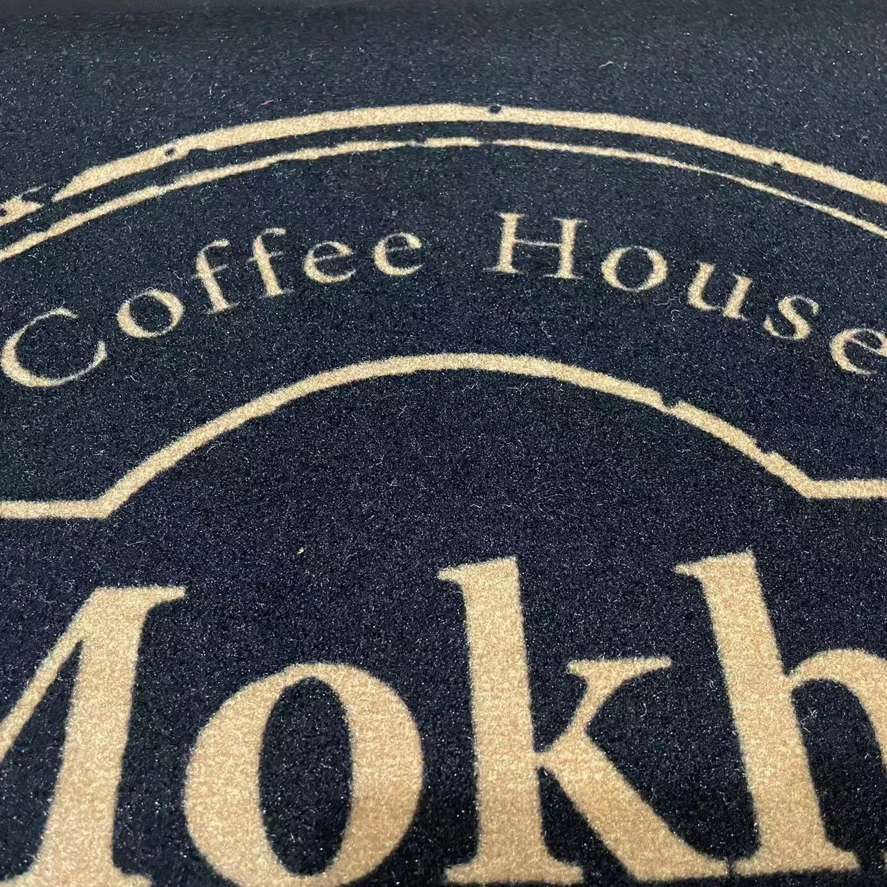 Custom Logo Printed Letters Heavy Dusty Durable Non Slip Rubber Coffee Shop Floor Door Mats with Brand Logo