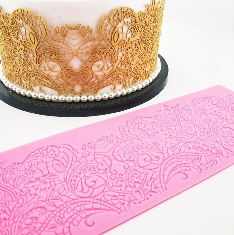 Homesun New peony flower bud silk cake silicone mold DIY Baking fondant tool Silicone lace pad