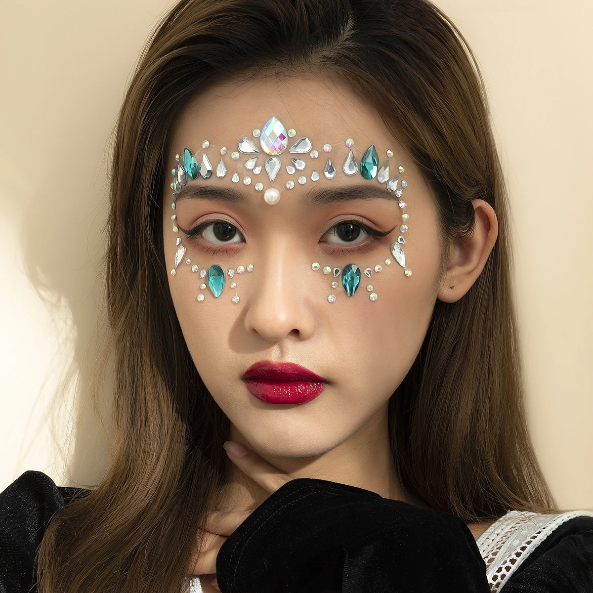 AliExpress Hot Selling Face Sticker Chest Sticker Art Party Decoration Water Resin Fluorescent Acrylic DIY Prom Face Sticker