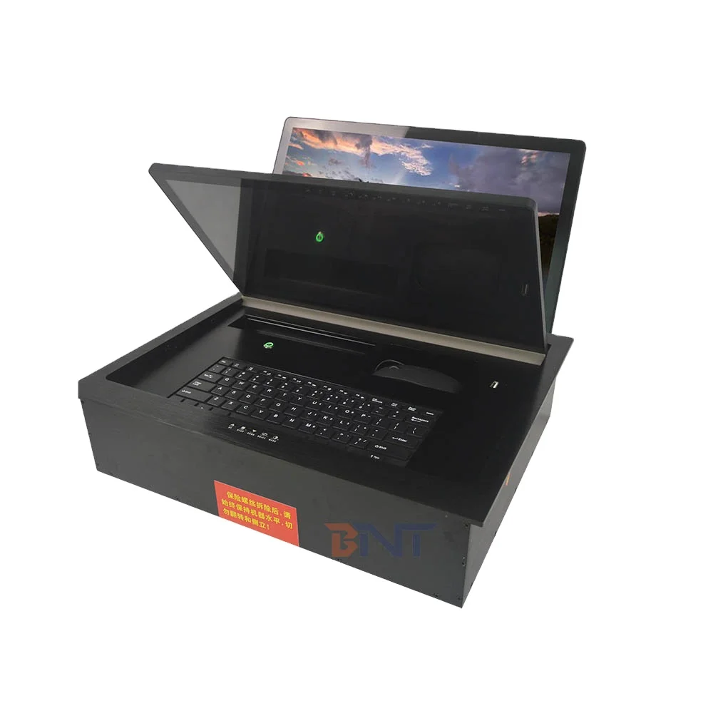 Motorized LCD Flip Up Monitor With Keyboard Mouse For School Audio Video Conference Room