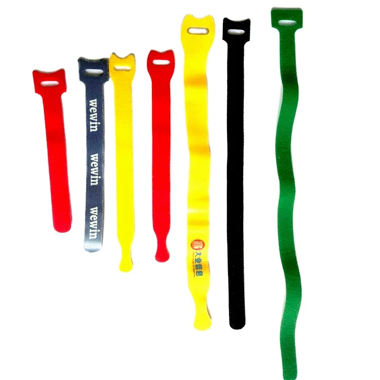 
Reusable Custom Printed Logo Hook and Loop Cable Ties holder Adjustable Tape Nylon Cable Tie 