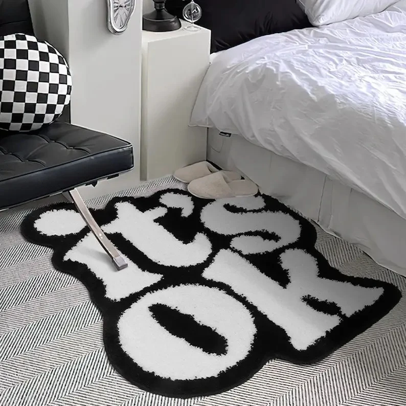 Manufactures microfiber letter shape shower mat non-slip water absorbent bathroom rugs cute tufted bath mat