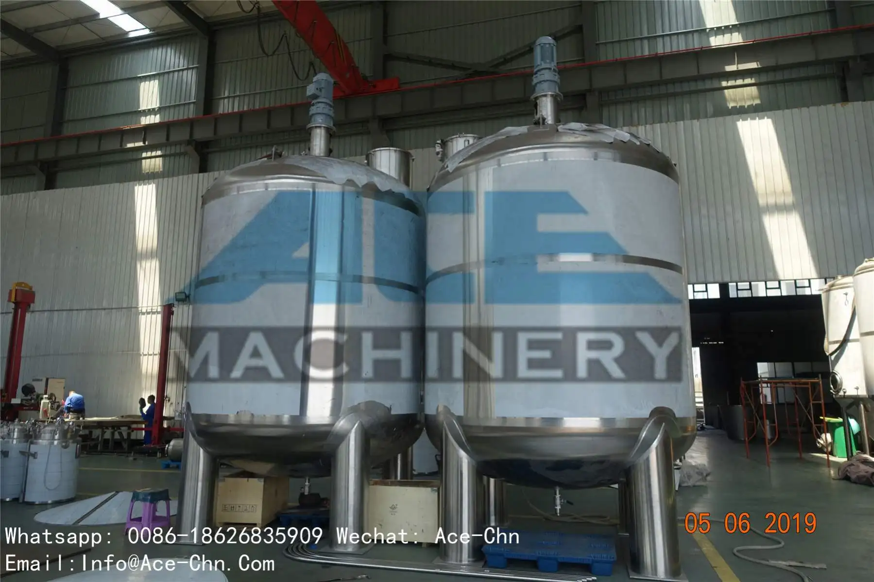 Ace Double Jacket Electric Heating Flavour Oils With Paddle Mixer / Liquid Paint Mixing Tank Steel Plate Price