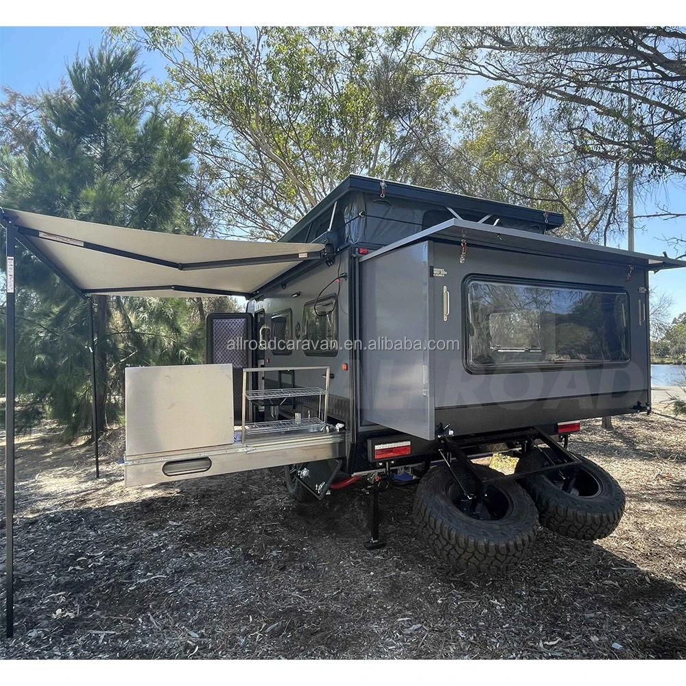 Allroad OEM 15ft Camper Trailer Pop top camper trailer caravan camper off road travel trailers with washroom and kitchen