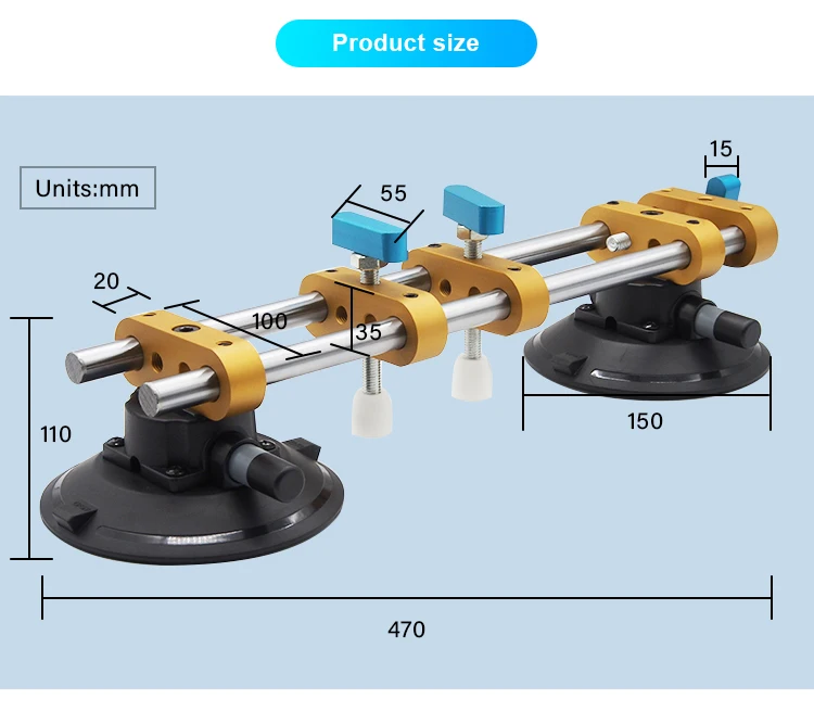 Amazon hot-selling 6inch double sucker Adjustable seam joint suction cup stone seam setter for kitchen countertop