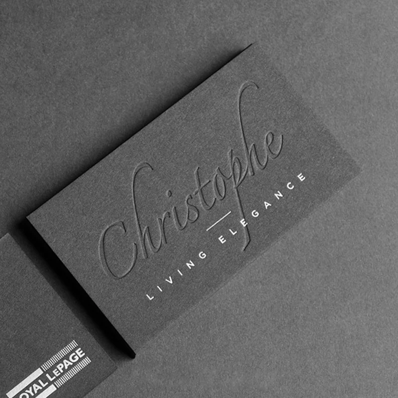 Luxury custom printing debossed/emboss 500gsm cotton paper cardboard name business card