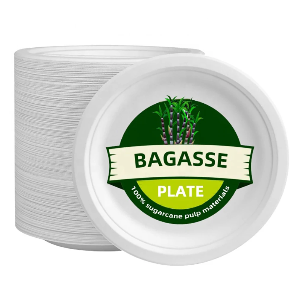 Customized Bio Degradable Disposable Bagasse Sugarcane Paper Plate