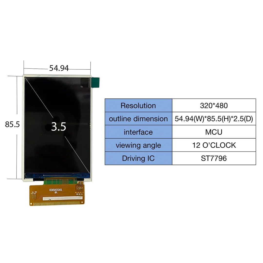 3.5 inch 320x240 RGB Interface 40 pin customized RTP/CTP tft lcd module screen display